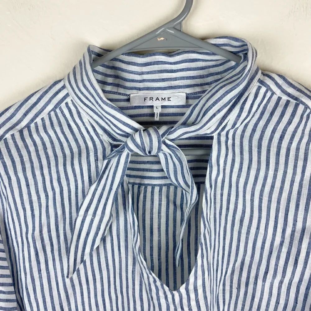 Frame Handkerchief Striped Linen Top - Picture 7 of 7